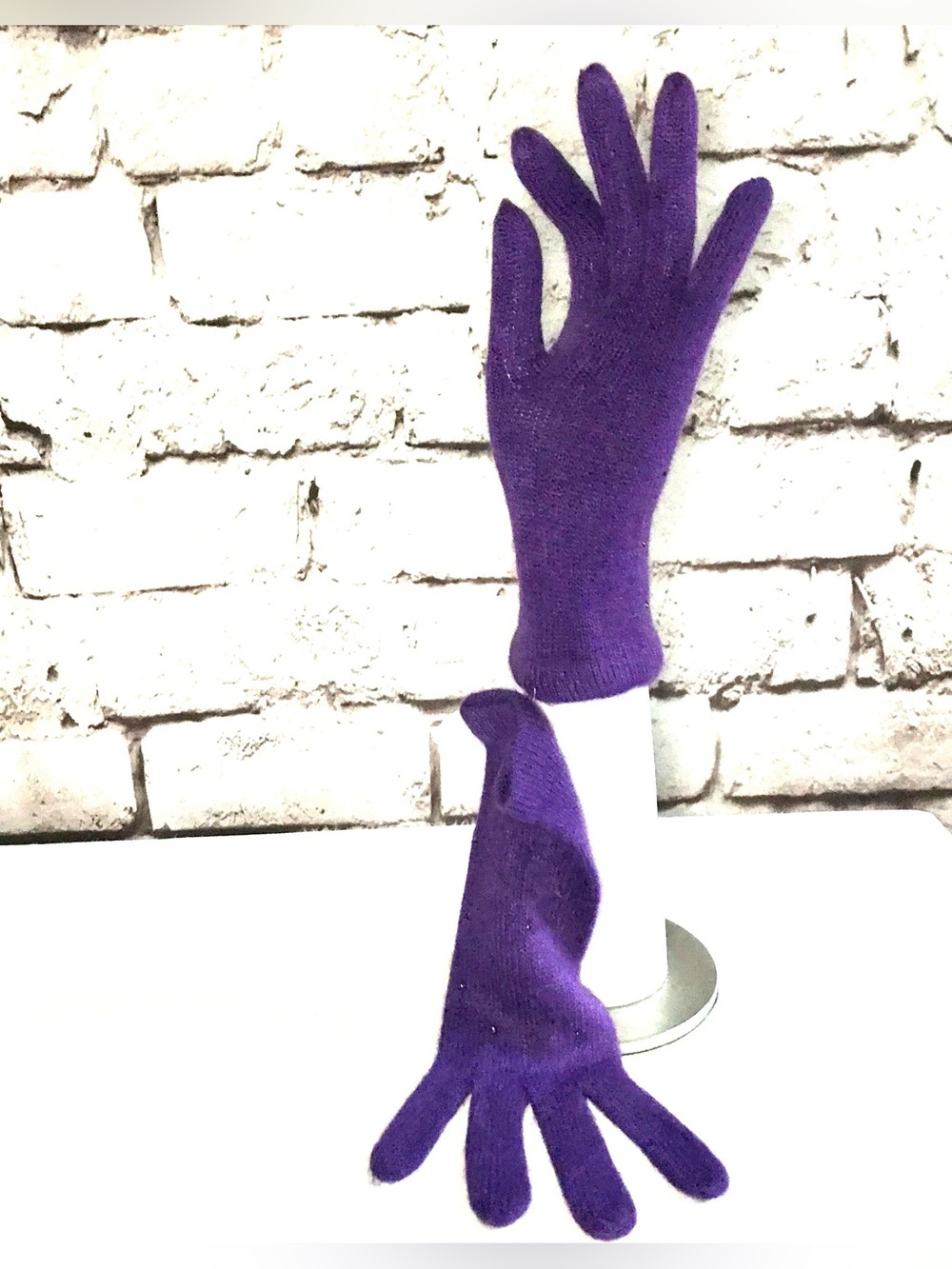 NWT Embellished PURPLE Knit Gloves One size 1 Pair NEW WITH TAGS - Picture 7 of 7